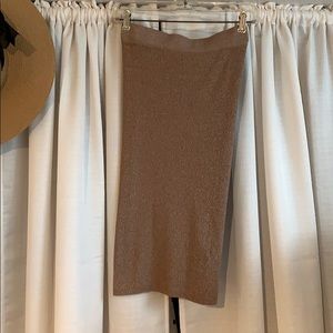 Tan Marl Knee Length Pencil Skirt XS